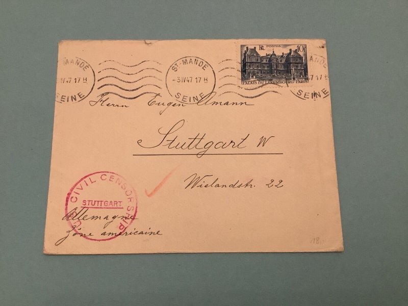 Opened by Censor Luxembourg to Stuttgart 1947 Stamps Cover R41498