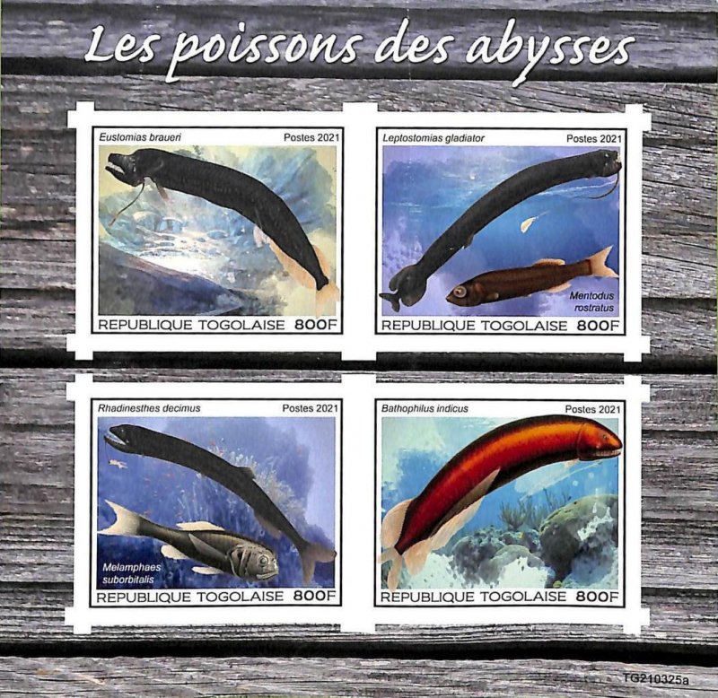 A8867a - TOGO  -  ERROR IMPERF Stamp Sheet - 2021 Marine Life FISH
