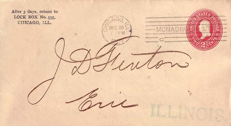 United States Illinois Monadnock Sta. Chicago 1902 machine  DPO  Postal Stati...