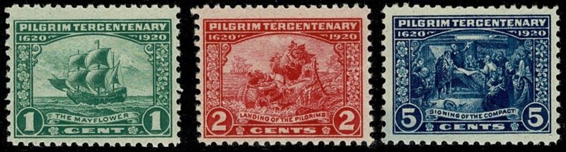 U.S.A.1920 LANDING of THE PILGRAMS FATHERS SET of 3 SG556-8 NH Wmk.NONE P.11 VGC