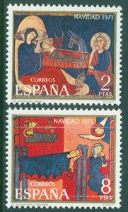 Spain Scott 1696-1697 MNH** Christmas Navidad stamp set 1971