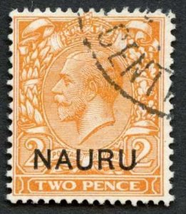 Nauru SG5 2d Die II overprint 12.5mm Fine used Cat 100 pounds