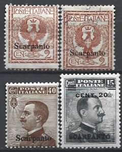 COLLECTION LOT 22020 ITALY OFFICES IN SCARPANTO 4 MH/USED STAMPS 1912+ CV+$22