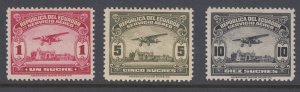 Ecuador 1930-44 Airmails LM mint. Scott C26, C28, C30