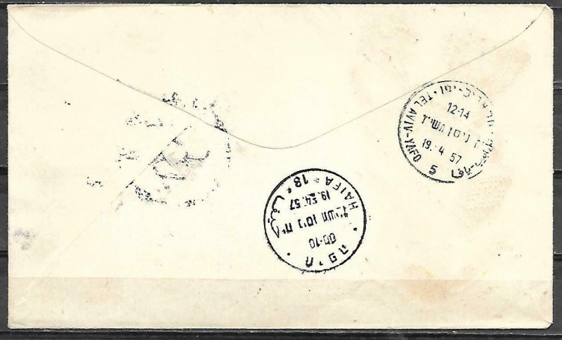 Israel 1957 Flowers Day Haifa Used Registered Cover Slogan Cancel