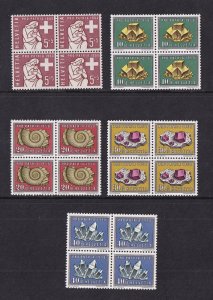 Switzerland   #B272-B276  MNH  1958   pro patria  in blocks of 4