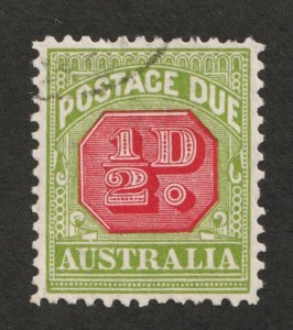 1931-36 Australia Sc# J57 -  Postage Due, Half Penny. Used Cv$23.00