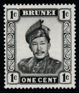 BRUNEI SG118a 1969 1c BLACK GLAZED PAPER MTD MINT