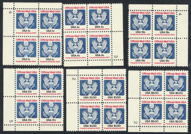 #O127 - O133, O135 pair, VF/XF never hinged, nice set! Face value near $7. 