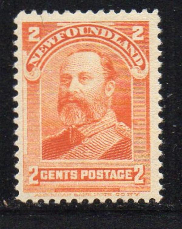 Newfoundland Sc 81 1897 2 c orange Prince of Wales stamp mint