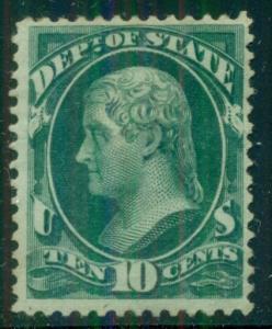 US #O62 10¢ State, og, hinged, F/VF, Scott $230.00