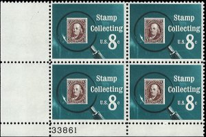 Scott # 1474 1972 8c multi   First US Stamp   TAGGED Plate Block - Lower Left...