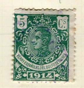 SPAIN;  GUINEA 1914 early Portrait fine used 5c. value 