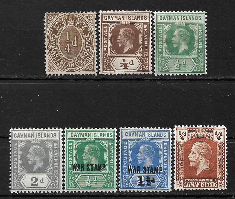 COLLECTION LOT #452 CAYMAN ISLANDS 7 STAMPS MH/UNUSED NO GUM 1908+
