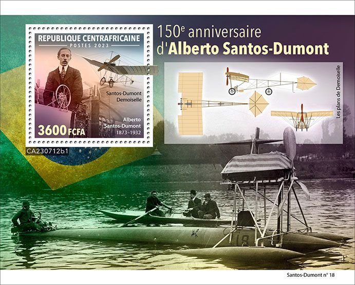 C A R - 2023 - Alberto Santos-Dumont - Perf Souv Sheet - Mint Never Hinged