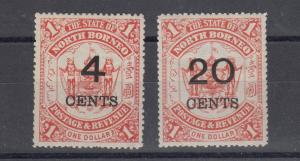 North Borneo 1895 4c 20c Surcharges SG87/89 MLH J4991