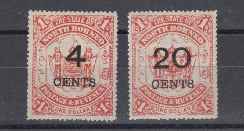 North Borneo 1895 4c 20c Surcharges SG87/89 MLH J4991