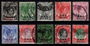 Malaya (BMA) 1945-48 George VI Def. Optd. ‘B.M.A. Malaya’, Part Set [Used]