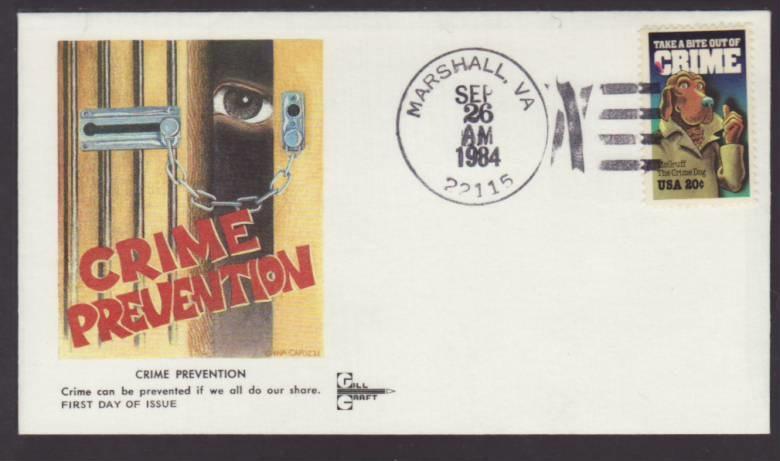 US 2102 Crime Prevention 1984 Gill Craft U/A FDC