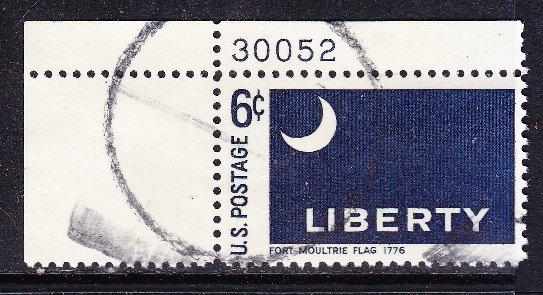 US sc#1345 1968 6c Historic Flag plate# single used