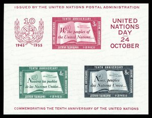 United Nations #38 Mint nh extremely fine   Cat$50 1955, 10th Anniversary sou...