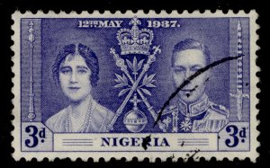 NIGERIA GVI SG48, 3d blue, FINE USED.