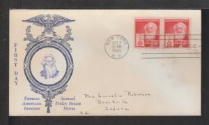 US 890 Samuel Morse 1940 Sadworth Pen FDC 