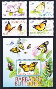 Barbados Butterflies 4v+MS SG#1261-MS1265 SC#1073-1077