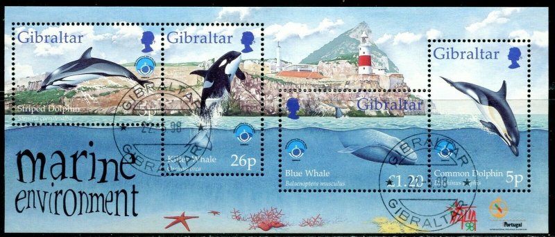 GIBRALTAR Sc#764 1998 Marine Life Souvenir Sheet Complete Used