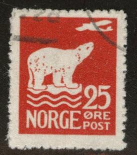 Norway Scott 110 Polar Bear and Airplane stamp 1925 CV$7