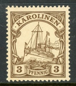 Caroline Islands 1901 Germany 3 pfg Yacht Ship Unwermark Scott #7 Mint E445