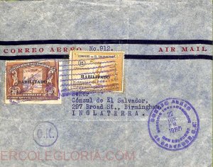 ad6334 - EL SALVADOR  - Postal History - AIRMAIL COVER to GB Sport MARATHON 1935