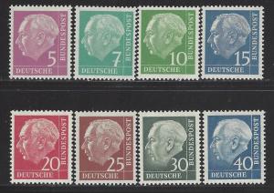 Germany Bund Scott# 704,706,708-711,755-756, mint nh,usual set on fluorescent p.