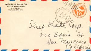 United States Utah Salt Lake City A.M.F. 1939 RMS in duplex  DPO  6c Monoplan...