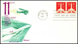 Scott C82 11 Cents Jet Coil Pair Fleetwood FDC Unaddressed