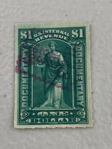 U.S. Revenue Documentary stamp scott r173 - $1 issue of 1898  - great postmark