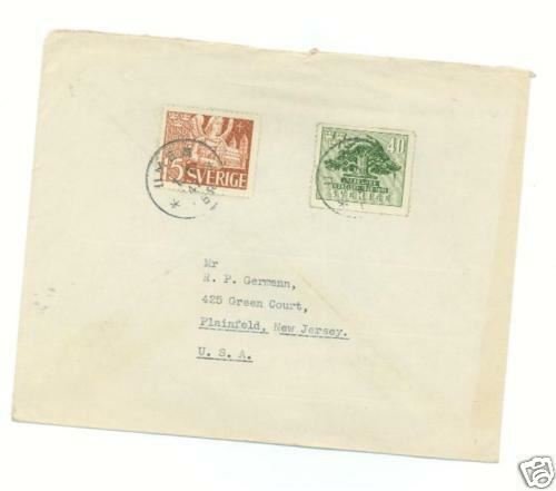 1947 Sweden cover to USA # 372 & # 367