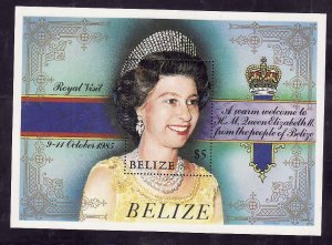 Belize-Sc#785- id9-unused NH sheet-QEII-Royal Visit-1985-