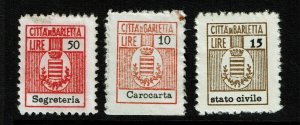 Italy - 3 Barletta Revenues / First 2 No Gum / Last with Gum Crease - S9457