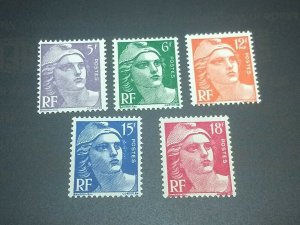 KAPPYSSTAMPS FRANCE #650-54 1951 MARIANNE TYPE MINT NEVER HINGED GS0738