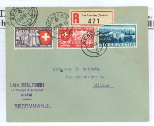 Switzerland 239/247-48 1939 Reg. Les Acicias-Milano