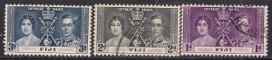 Fiji 1937 KGV1 Set Coronation used SG 246 - 248 ( E277 ) 