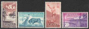 Spain #C159-62 ~ Cplt Set of 4 ~ Fighting the Bull ~ Unused, LHM, HM  (1960)