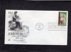 1245 John Muir, FDC Art Craft cachet
