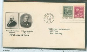 US 828-829 1938 24c Benjamin Harrison & 25c William McKinley (both part of the Presidential Definitive Series (prexies) on an ad