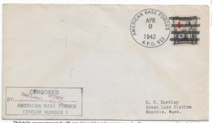 APO 913 Viti Levu, Fiji to Seattle, Wa 1942 Provisional Censor h/s (M5984)