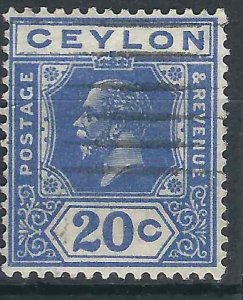 Ceylon 237a SG 350 20c Die I Used F/VF 1922 SCV $7.25