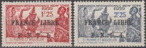 EDSROOM-21830 St Pierre & Miquelon 258-259 MNH 1939 Free French CV$45