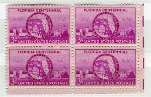 USA; 1945 early Florida Cent. issue fine MINT MNH unmounted 3c. BLOCK of 4