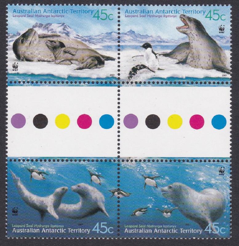 Australian Ant. Terr. WWF Leopard Seal 4v Gutter Block SG#152-155 SC#L118 a-d